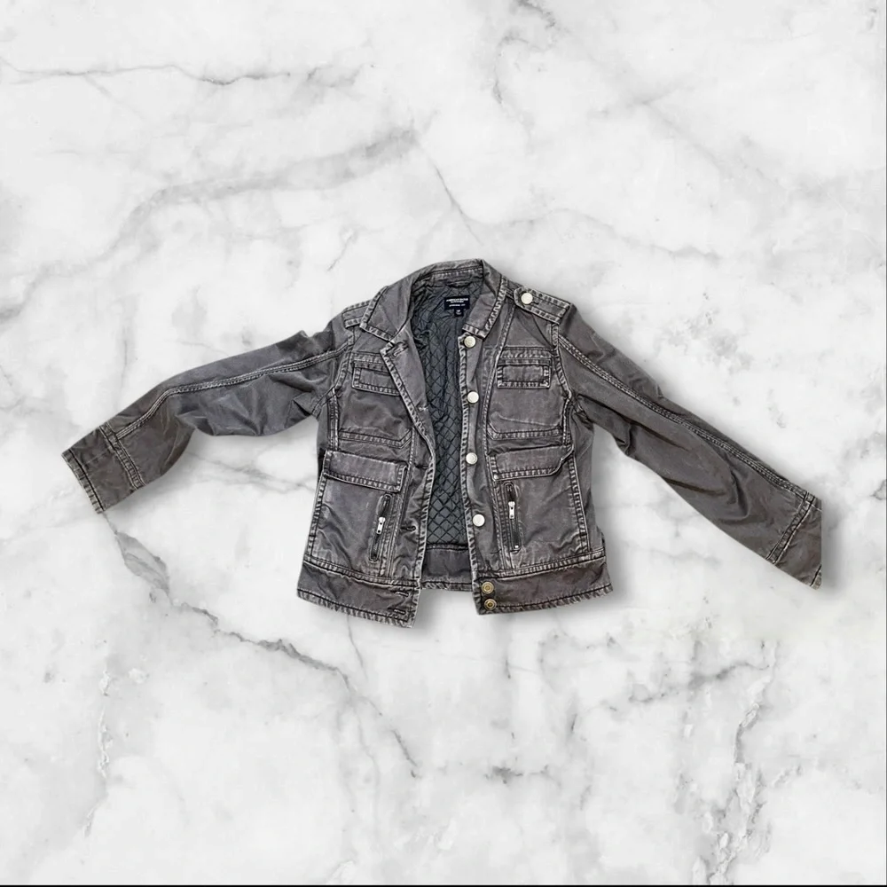 Gray Utility Military Jacket Women’s Small Lightweight Cargo Coat